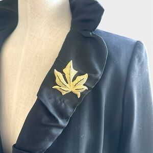 Vintage Dior Gold Tone Leaf Brooch Textured Botanical Statement Pin